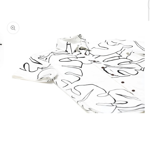 Roberta Oaks abstract monstera grey linen men’s button up aloha shirt. Size XL - Picture 5 of 13